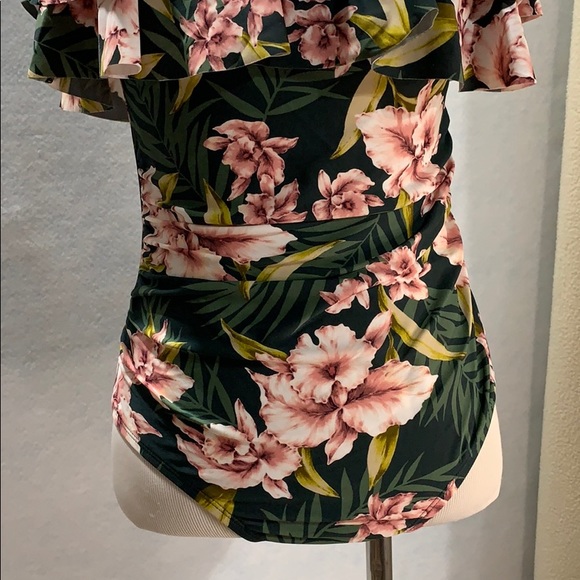 Strapless One Piece Swimsuit - Palm Floral - Picture 3 of 13